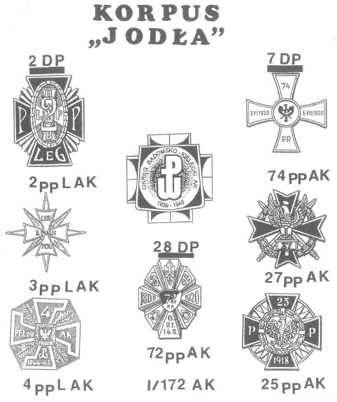 Odznaki pamiątkowe pułków (w znacznej mierze wzorowane na przedwojennych), które brały udział w „Planie Burza”.