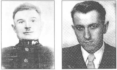 (po lewej) Gajowy Józef Chruścielewski z Mechlina, który z drugim leśnikiem uratował od niechybnej śmierci partyzanta „Gozdawę” (po prawej) St. strz. „Gozdawa” (Kazimierz Dyszlewski) - zdjęcie powojenne